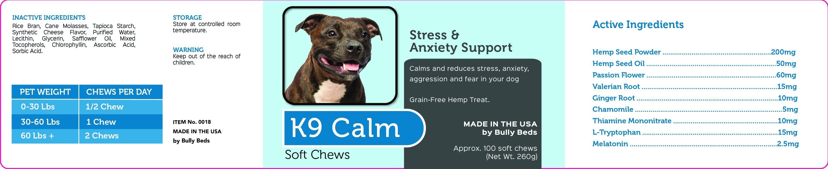 K9 Calm Anxiety Chews Bullybeds.com