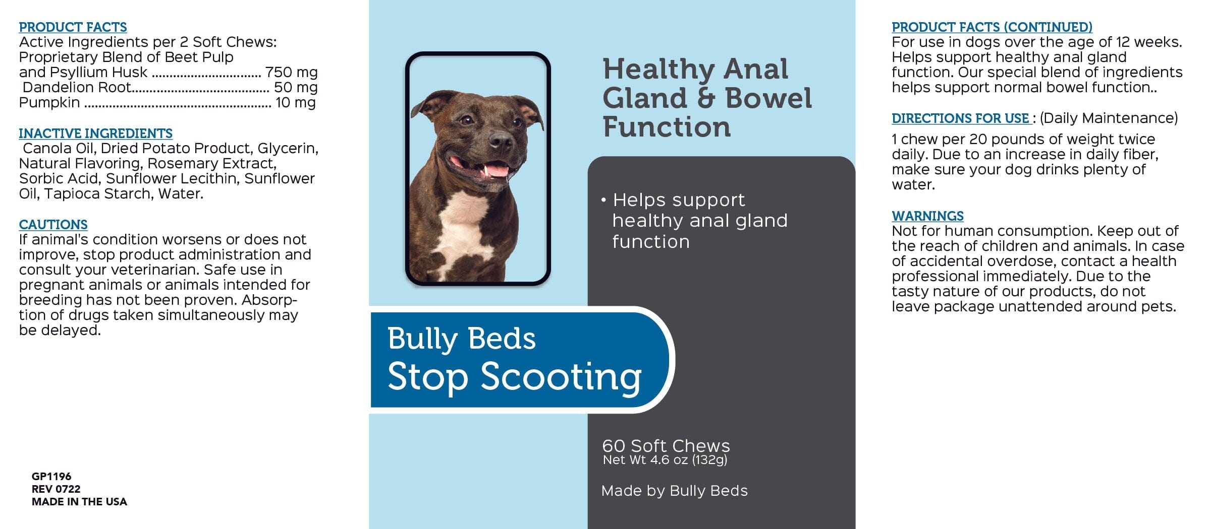 Anal Gland and Bowel Function Support Chews Bullybeds.com