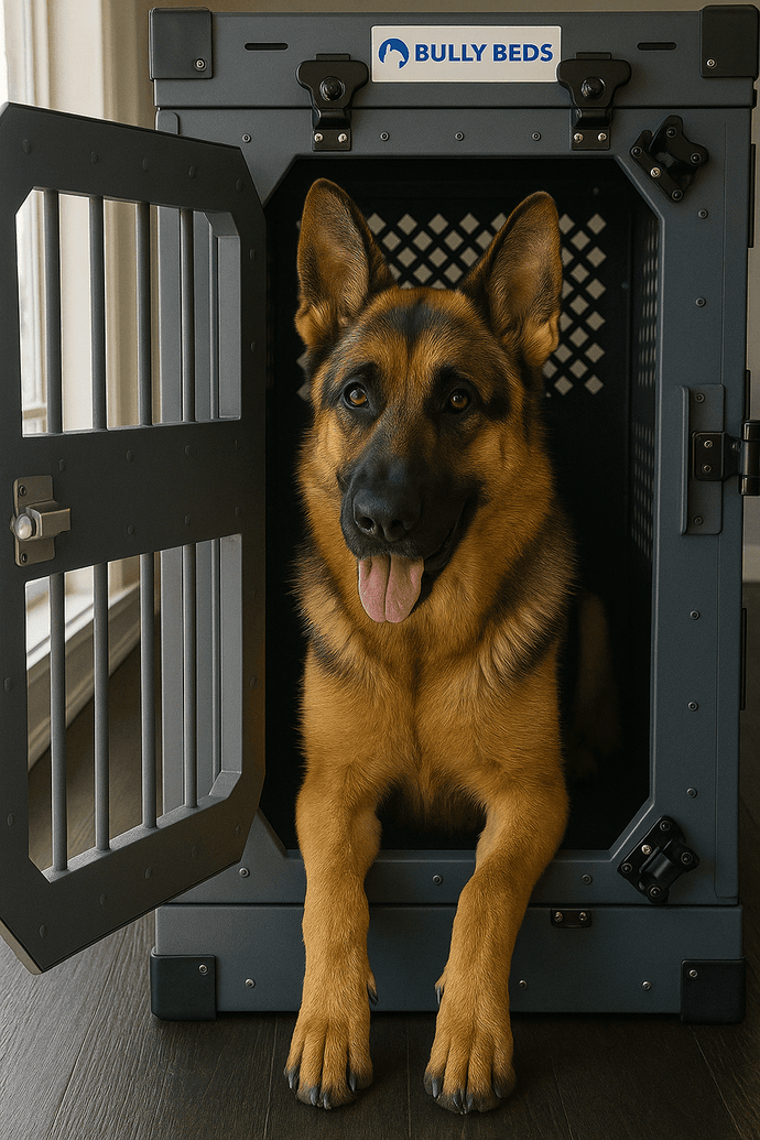 Collapsible Aluminum Heavy Duty Dog Crate Bullybeds.com 34" Gray 