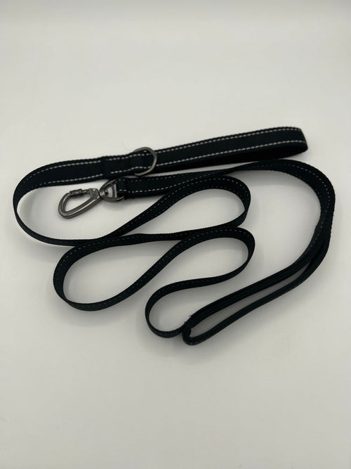 Flat nylon dog leash with double handle - Main Image