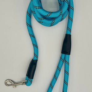 Rope leash with single handle. Available in red, black or blue. Leash Bullybeds.com Blue 