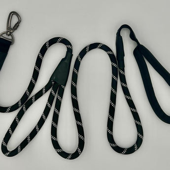 Rope leash with double handle. Available in red, black or blue. Bullybeds.com Black 