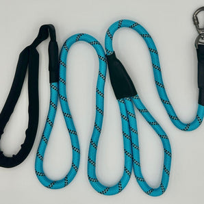 Rope leash with double handle. Available in red, black or blue. Bullybeds.com Blue 