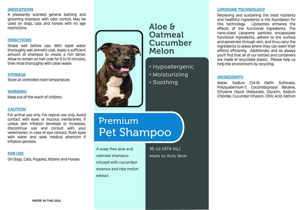 Premium Aloe, Oatmeal & Cucumber Melon Pet Shampoo Shampoo Bullybeds.com 