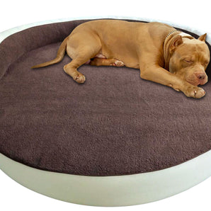 Round Sherpa Top Bolster Bed Covers Covers Bullybeds.com L Chocolate 
