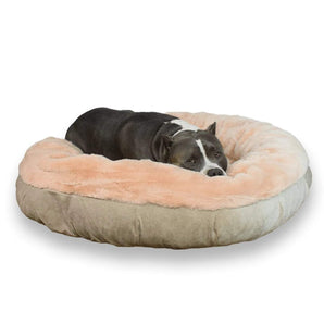 Round Faux Fur Calming Bed Covers Bullybeds.com Large 34" diameter $60 Tan 