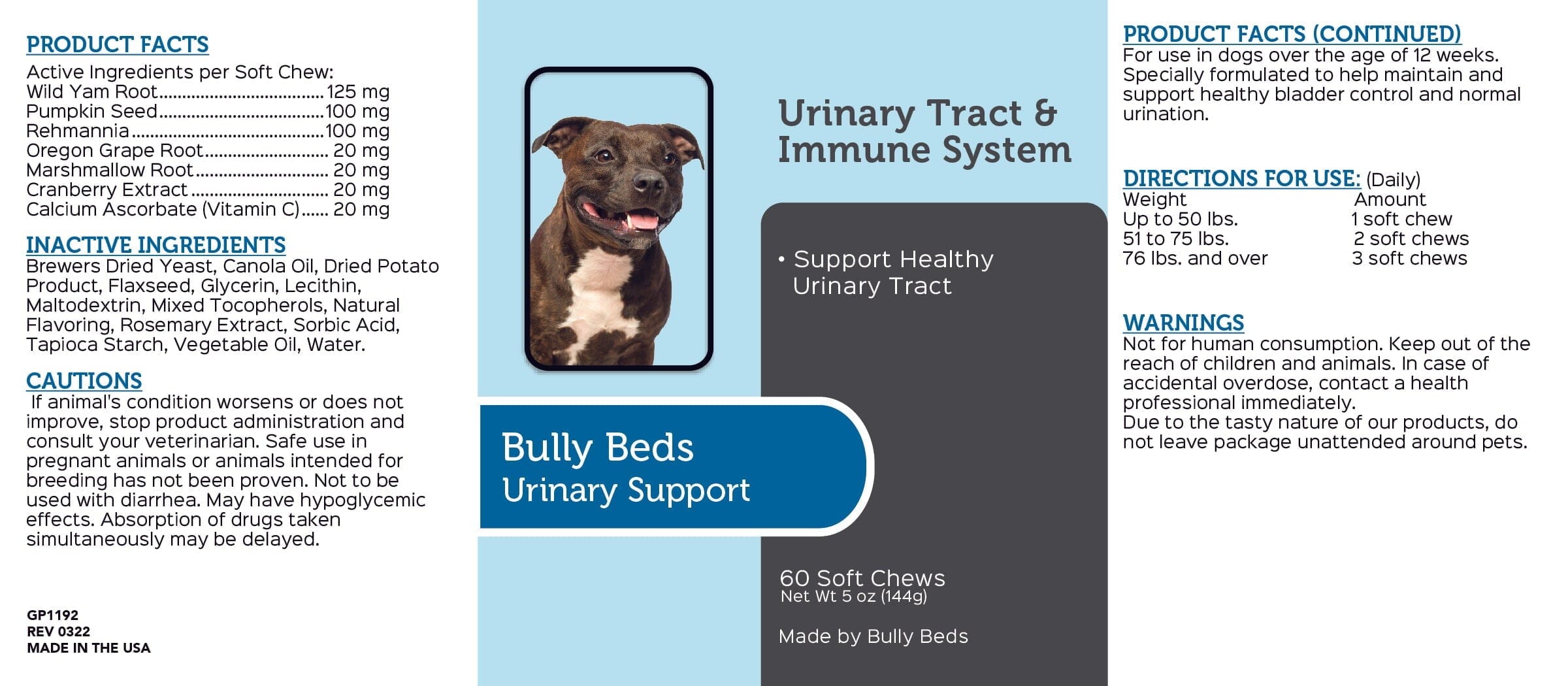 Urinary Supplement for Dogs | Soft Chews | Bully Beds